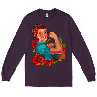 Plum hispanic strong woman with roses Long Sleeve Tee - Jasminsmagicworld