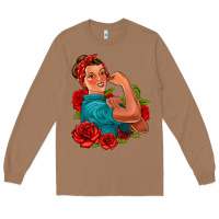 Toasted Coconut hispanic strong woman with roses Long Sleeve Tee - Jasminsmagicworld