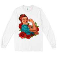White hispanic strong woman with roses Long Sleeve Tee - Jasminsmagicworld