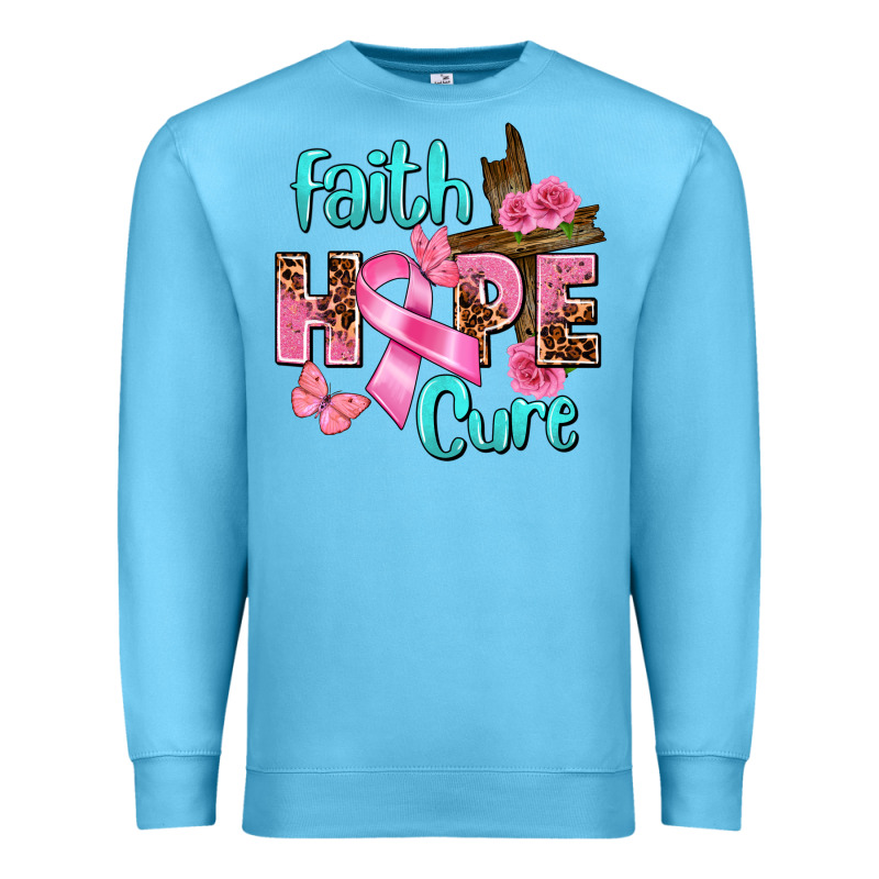 Faith Hope Cure Breast Cancer Premium Sweatshirt by FaDigitalArtStudio | Teevron