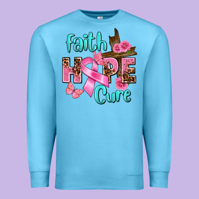Faith Hope Cure Breast Cancer Premium Sweatshirt Designed By Fadigitalartstudio