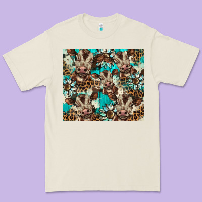 Western Cowhide Sunflower Baby Cow Premium Tee Designed By Barkaloodesign