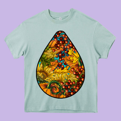 Fall Teardrop Heavy Core Tee Designed By Lillyallendesigns