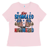 Star Spangled And Hammered Skeleton Hand Ladies Tee | Teevron