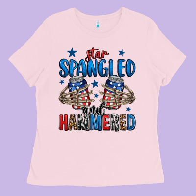 Star Spangled And Hammered Skeleton Hand Ladies Tee Designed By Jasminsmagicworld