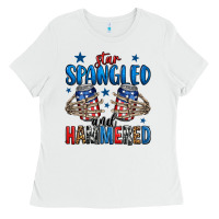 White star spangled and hammered skeleton hand Ladies Tee - Jasminsmagicworld