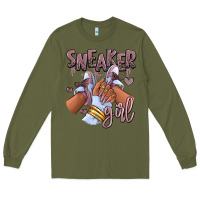 Army Green sky j mauve sneaker girl afro woman Long Sleeve Tee - RanaPortraitStore