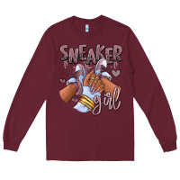 Burgundy sky j mauve sneaker girl afro woman Long Sleeve Tee - RanaPortraitStore