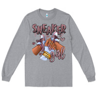 Heather Grey sky j mauve sneaker girl afro woman Long Sleeve Tee - RanaPortraitStore