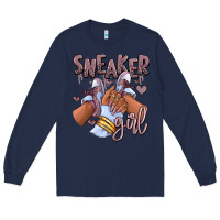 Navy sky j mauve sneaker girl afro woman Long Sleeve Tee - RanaPortraitStore