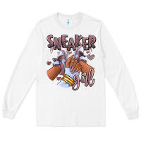 White sky j mauve sneaker girl afro woman Long Sleeve Tee - RanaPortraitStore