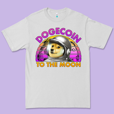 Doge Coin To The Moon 80's Retro Sunset Premium Tee Designed By Jasminsmagicworld