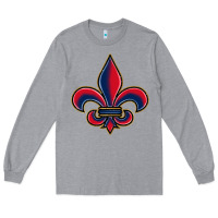 Heather Grey louisiana fleur de lis Long Sleeve Tee - BarkalooDesign