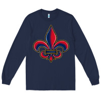 Navy louisiana fleur de lis Long Sleeve Tee - BarkalooDesign
