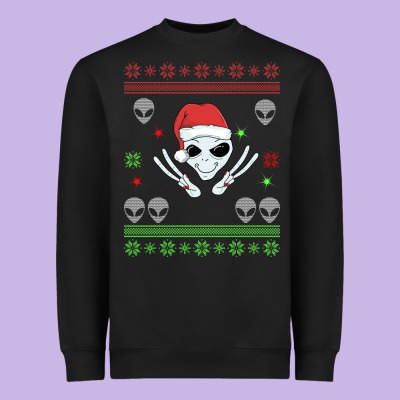 Alien Ugly Christmas Heavyweight Sweatshirt Designed By Bettercallsaul