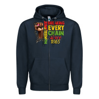 Navy juneteenth breaking every chain since 1865 woman f Zipper Hoodie - CowGirlArtShop