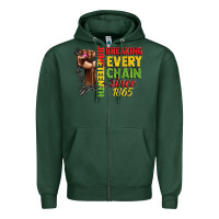 Sports Green juneteenth breaking every chain since 1865 woman f Zipper Hoodie - CowGirlArtShop