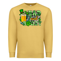 Antique Gold St. Patrick's Bad and boozy Premium Sweatshirt - OliviaCreatesArt