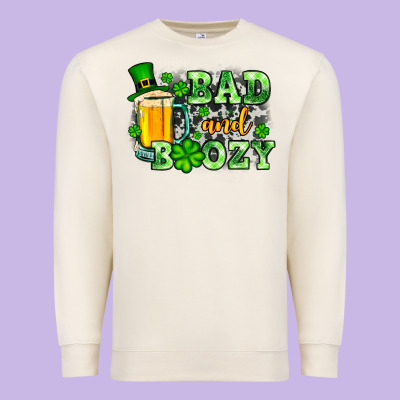 St. Patrick's Bad And Boozy Premium Sweatshirt Designed By Oliviacreatesart