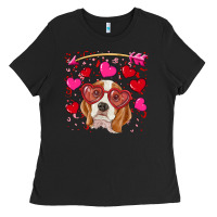 Black Valentines day  beagle Ladies Tee - RanaPortraitStore