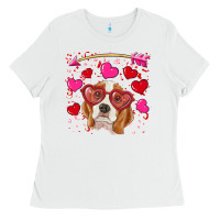 White Valentines day  beagle Ladies Tee - RanaPortraitStore