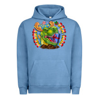 Pigment Pebble Blue Merry Rexmas Urban Hoodie - CowhideDigitalArt
