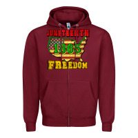 Burgundy juneteenth 1865 freedom Zipper Hoodie - CowGirlArtShop