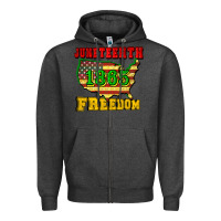 Charcoal Heather juneteenth 1865 freedom Zipper Hoodie - CowGirlArtShop