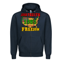 Navy juneteenth 1865 freedom Zipper Hoodie - CowGirlArtShop