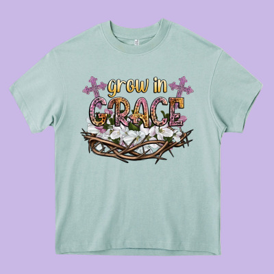 Grow In Grace Heavy Core Tee Designed By Nancycooperartshop