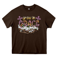 Chocolate Brown grow in grace Heavy Core Tee - NancyCooperArtShop