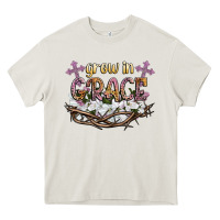 Cream grow in grace Heavy Core Tee - NancyCooperArtShop