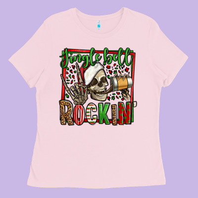 Jingle Bell Rockin Skeleton Christmas Ladies Tee Designed By Jasminsmagicworld
