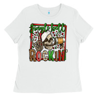 White jingle bell rockin skeleton christmas Ladies Tee - Jasminsmagicworld