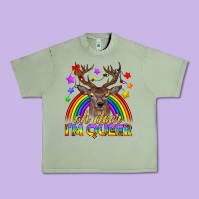 Lgbtq+ Oh Deer I'm Queer Urban Heavy Tee Designed By Bundleandbundleshop