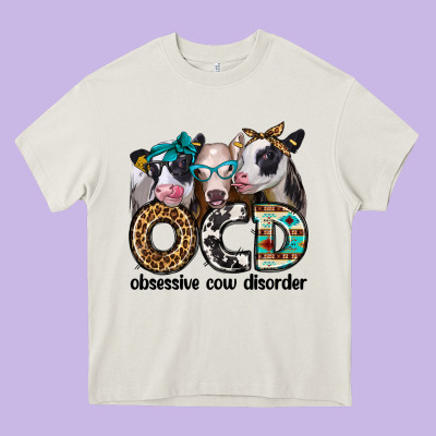 Ocd Obsessive Cow Disorder Heavy Core Tee Designed By Jasminsmagicworld