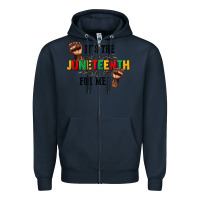Navy its the juneteenth for me Zipper Hoodie - CowGirlArtShop