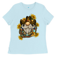 Baby Blue cowboy gnome sunflower rope Ladies Tee - BarkalooDesign