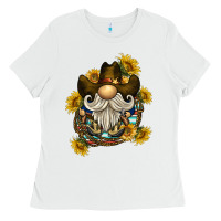 White cowboy gnome sunflower rope Ladies Tee - BarkalooDesign