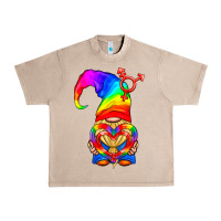 French Oak LGBTQ+ Pride Gnome With Heart Balloon Urban Heavy Tee - BundleAndBundleShop