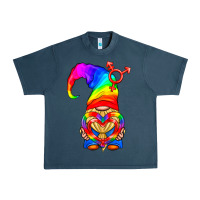 Midnight Navy LGBTQ+ Pride Gnome With Heart Balloon Urban Heavy Tee - BundleAndBundleShop