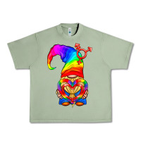 Oil Green LGBTQ+ Pride Gnome With Heart Balloon Urban Heavy Tee - BundleAndBundleShop
