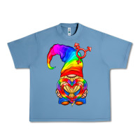 Pebble Blue LGBTQ+ Pride Gnome With Heart Balloon Urban Heavy Tee - BundleAndBundleShop