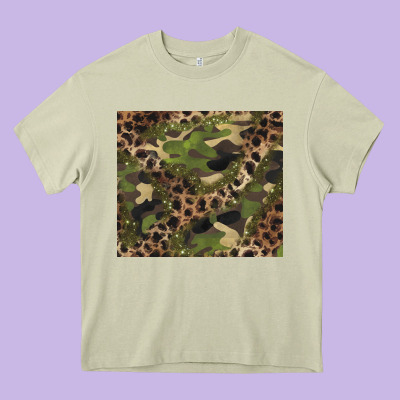 Camouflage  Leopard Heavy Core Tee Designed By Barkaloodesign