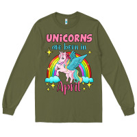 Army Green unicorns are born in april Long Sleeve Tee - Jasminsmagicworld