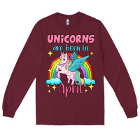 Burgundy unicorns are born in april Long Sleeve Tee - Jasminsmagicworld