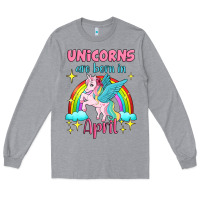 Heather Grey unicorns are born in april Long Sleeve Tee - Jasminsmagicworld