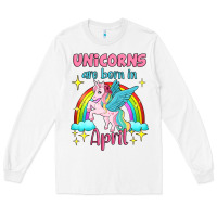 White unicorns are born in april Long Sleeve Tee - Jasminsmagicworld
