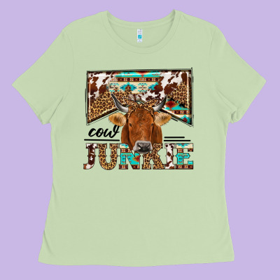 Cow Junkie Ladies Tee Designed By Nancycooperartshop