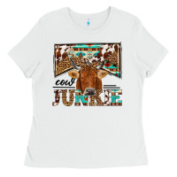 White cow junkie Ladies Tee - NancyCooperArtShop